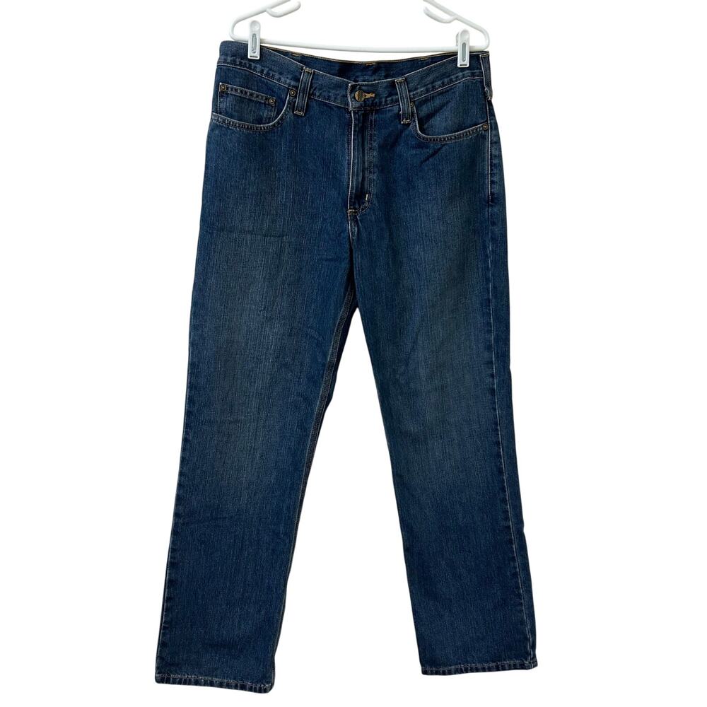 Carhartt Mens Size 34x32 Holter Relaxed Fit 5 Pocket Jeans Western Work BD1483